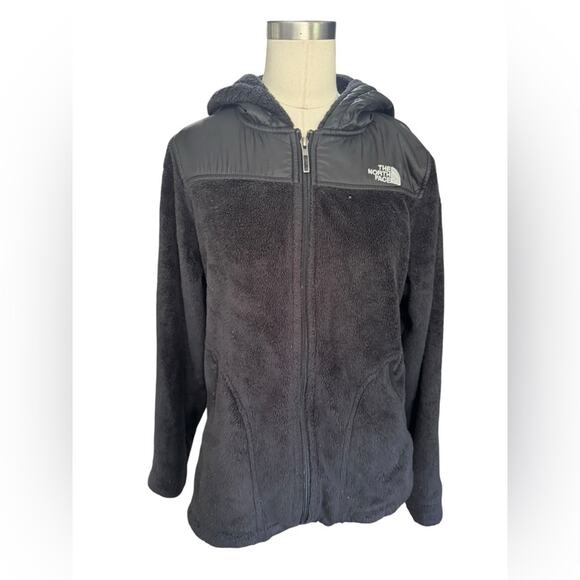 The North Face Black full zip deep pile sherpa Hooded Fleece Jacket Size Small - Picture 2 of 12
